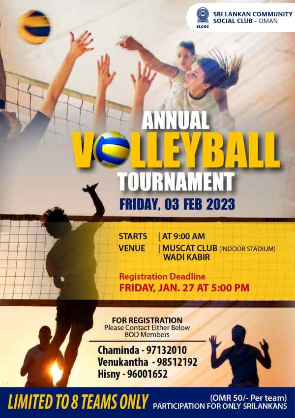 Annual Volleyball Tournament 2023 | Sri Lankan Community Social Club in oman